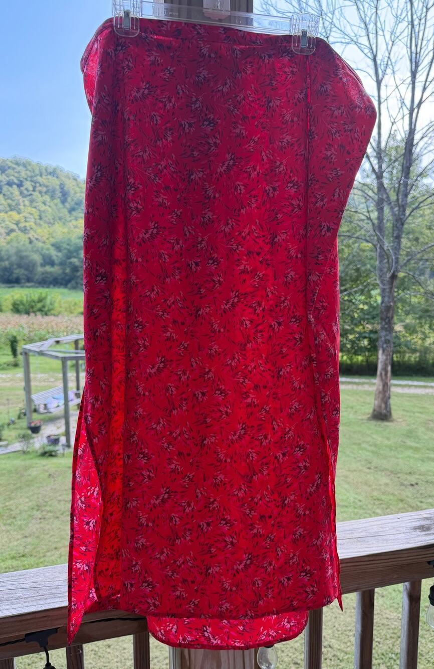 VTG Venezia Plus Size Red Floral Maxi Skirt 90s Rom-Com Fairy Grunge Whismical